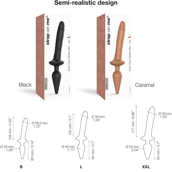 STRAP-ON-ME Switch Plug-In Realistic Black - - Anal Dildos