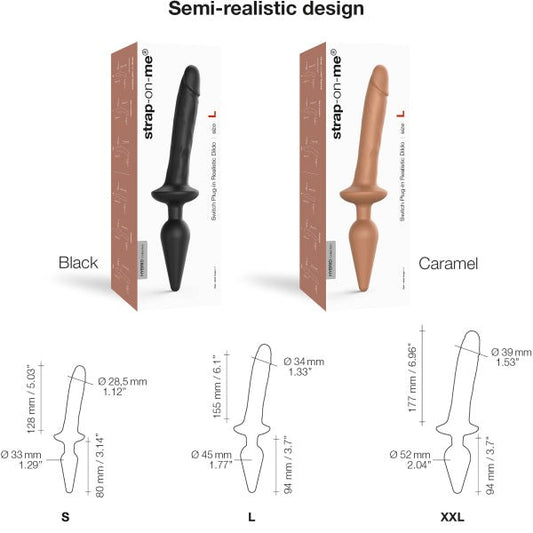 STRAP-ON-ME Switch Plug-In Realistic Black - - Anal Dildos