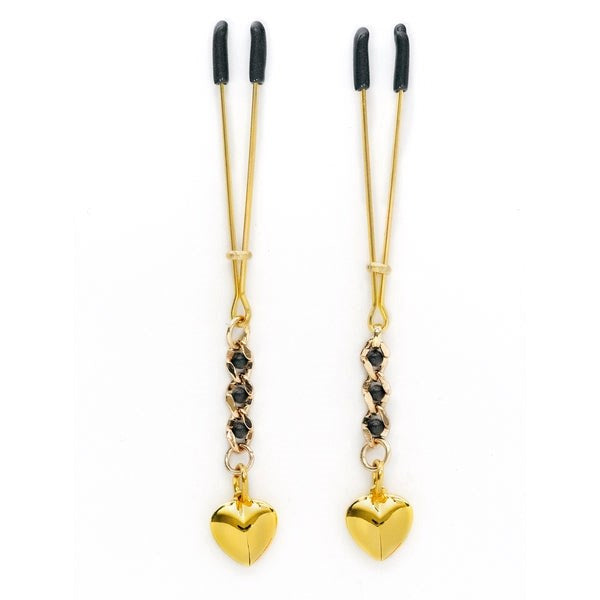 Tweezer Nipple Clamp With Heart Pendant - - Nipple and Clit Clamps