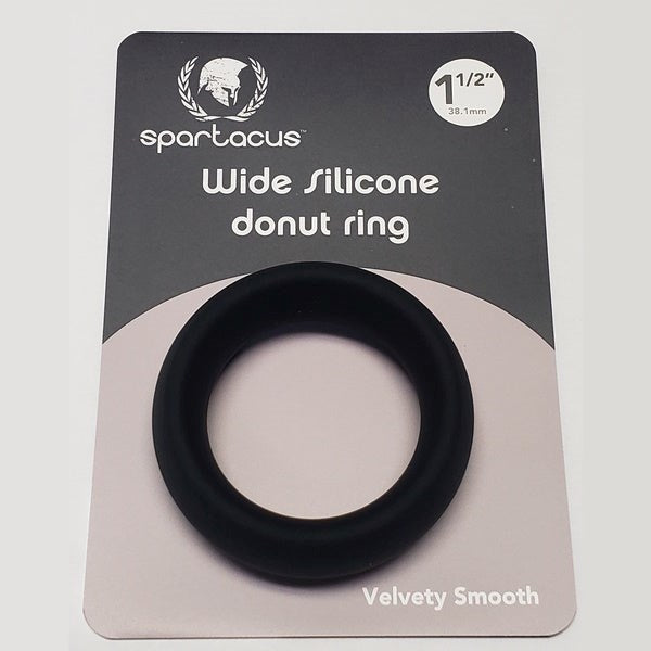 Wide Silicone Donut Ring Black 1.5 inches For Penis Pumps - - Stretchy Cock Rings