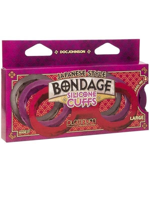 Doc Johnson Japanese Bondage Silicone Cuffs Large - - Cuffs and Restraints