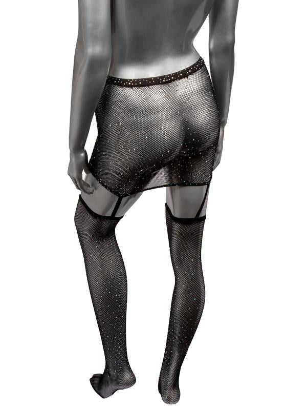 California Exotics Radiance One Piece Plus Size Womans Garter Skirt With Thigh - - Fishnet and Thigh Highs