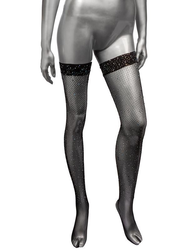 California Exotics Radiance Plus Size Stretchy Thigh High Stockings Black - - Fishnet and Thigh Highs