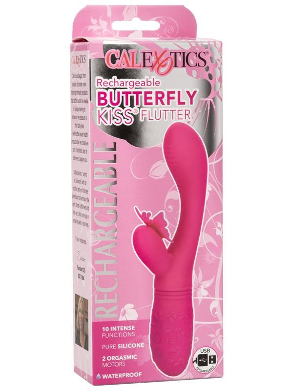 California Exotics Rechargeable Butterfly Kiss Flutter 10 Function Rabbit Vibrator - - Rabbit Vibrators
