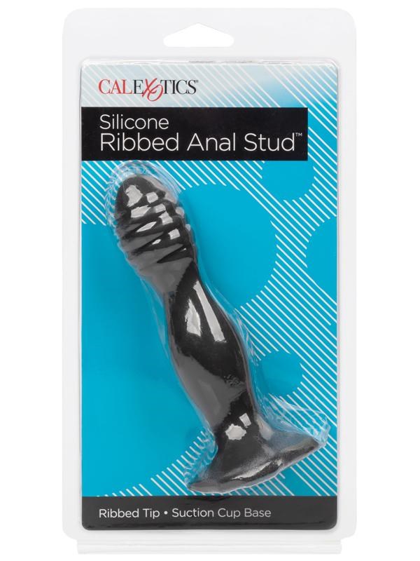 California Exotics Silicone Ribbed Suction Cup Anal Plug Hands Free - - Butt Plugs