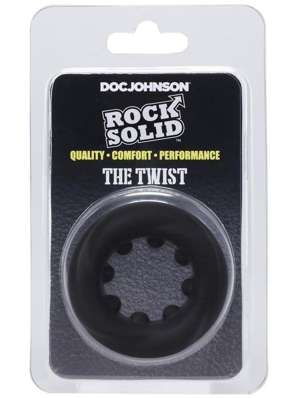 Doc Johnson ROCK SOLID The Twist Silicone Cock Ring with Internal Nubs - - Stretchy Cock Rings