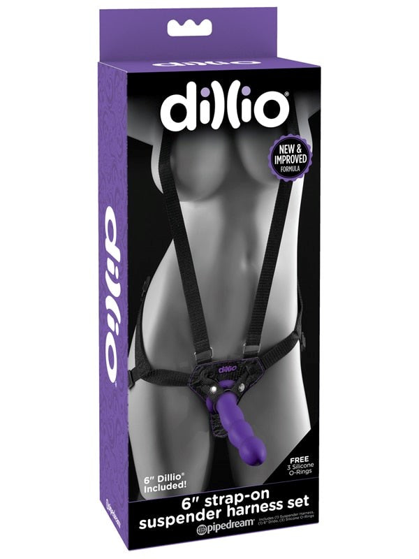 Pipedream Products Dillio 6 inch Strap On Suspender Harness Set - - Strap On Sextoys