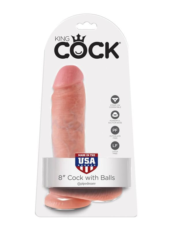 Pipedream Products King Cock 8 inch Cock With Balls Realistic Dildo - - Realistic Dildos
