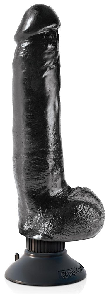 Pipedream Products King Cock Vibrating Cock with Balls Black 9 Inch Dildo - - Vibrating Dildos