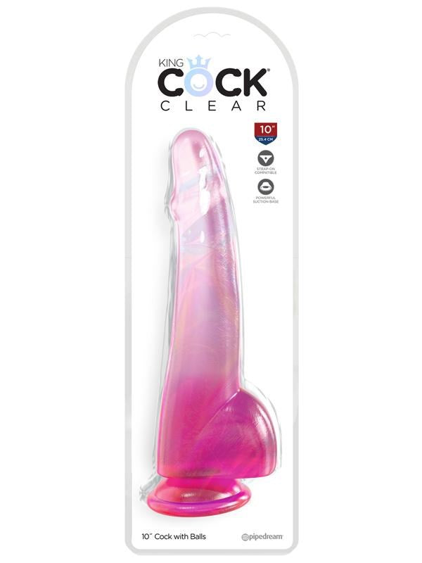 Pipedream Products King Cock Clear 10 Inch Cock with Balls Suction Cup - - Realistic Dildos