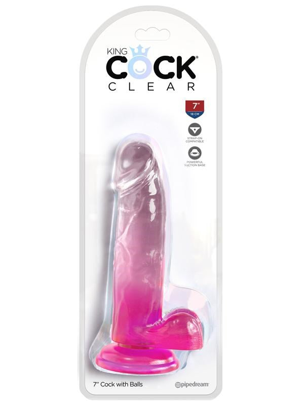 Pipedream Products King Cock Clear 7 Inch Cock with Balls Realistic Dildo - - Realistic Dildos