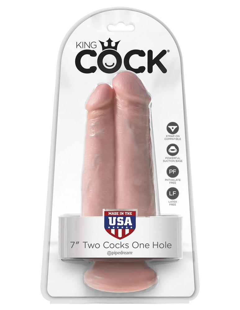 Pipedream Products King Cock Two Cocks One Hole Brown Dual Cock Dildo - - Double Ender