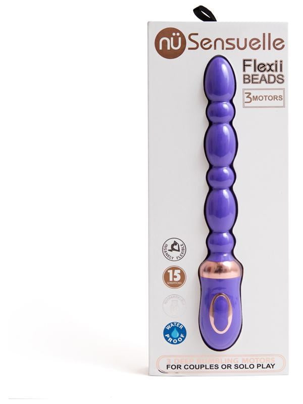 Nu Sensuelle Flexii 15 Functions Vibrating Anal Beads USB Rechargeable - - Anal Beads and Balls