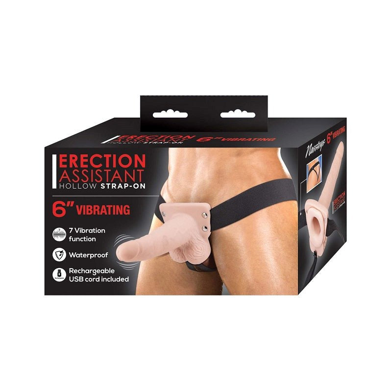 Nasstoys Erection Assistant Vibrating Hollow Strap On 6 inch with Vibration - - Strap On Sextoys