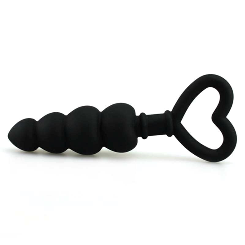 BDStyle Heart Shaped Anal Plug Body Safe Silicone with Heart Handle - - Anal Beads and Balls