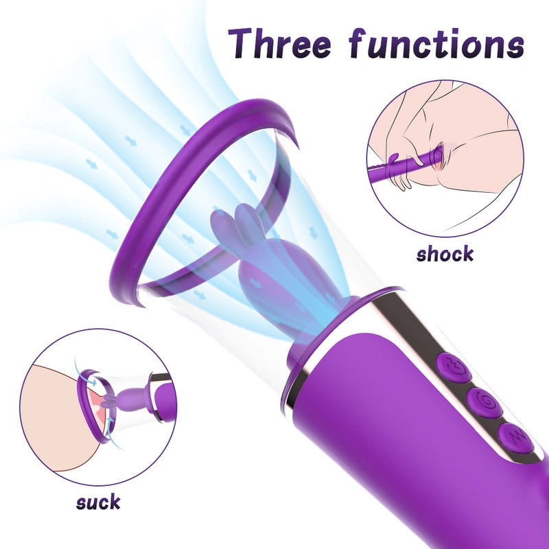 BDStyle Clit and Nip Suck Dildo Vibe with Dual Stimulation Technology - - Clit Ticklers and Pulsators