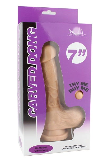 Aphrodisia Carved Vibrating 7 Inch Dildo Remote Control 10 Functions - - Realistic Dildos