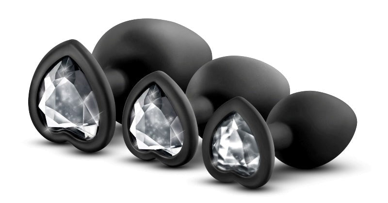 Blush Novelties Luxe Bling Plugs Training Kit with White Gems 3 Sizes - - Butt Plugs