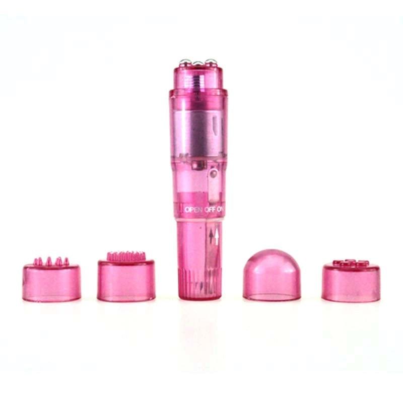 BDStyle Pocket Pleasure Vibrator and Attachments with 4 Textured Tips - - G-Spot Vibrators