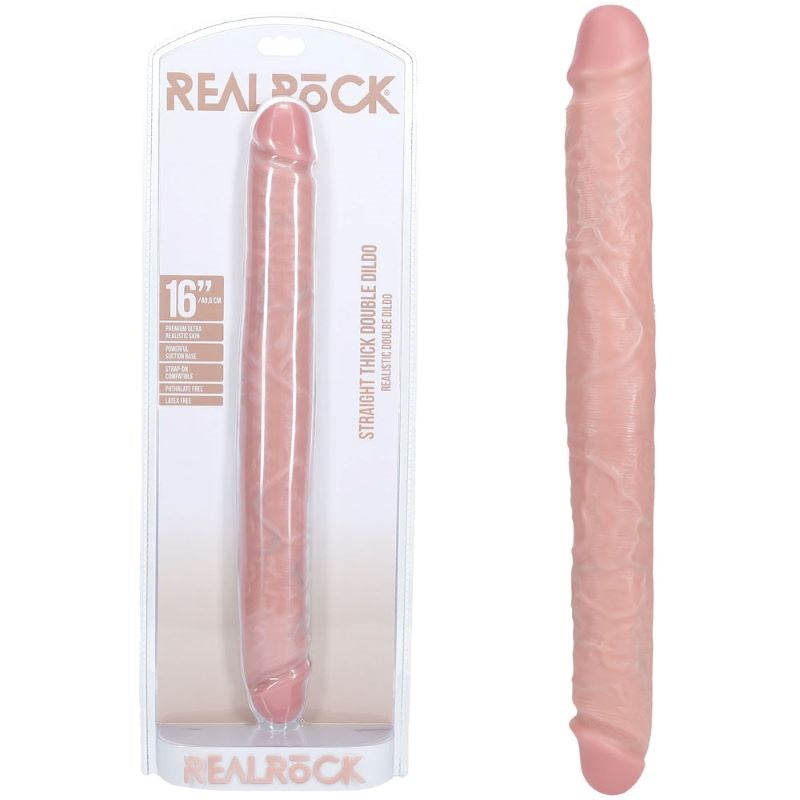 Shots Toys REALROCK Dual Delight 40cm Thick Double Dildo Premium Silicone - - Realistic Dildos