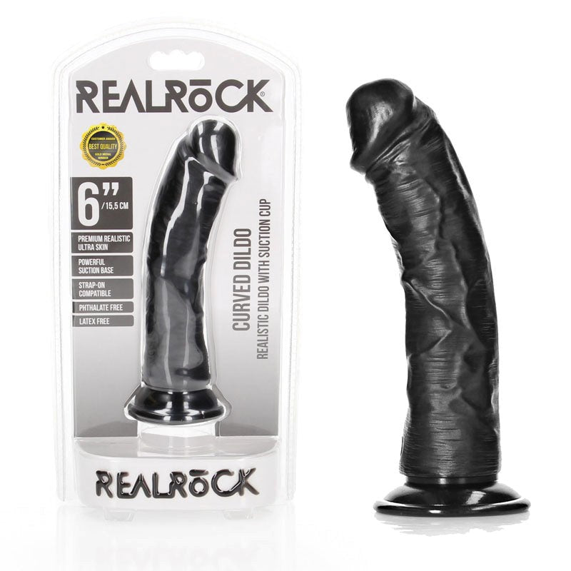 Shots Toys REALROCK Realistic Curved Dildo Premium Silicone G Spot Stimulation - - Realistic Dildos