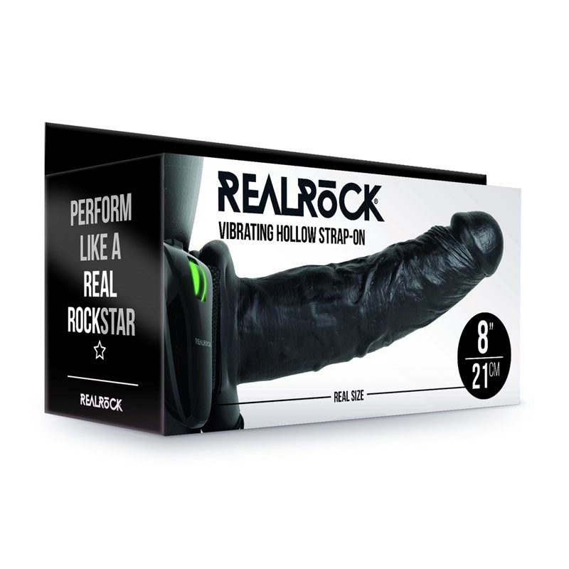 Shots Toys REALROCK Vibrating Hollow Strap On Multi Speed Vibrating Dildo - - Realistic Dildos