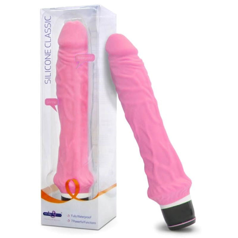 Seven Creations Silicone Classic 7.5 Inch Vibe Waterproof Vibrator - - Strap On Sextoys