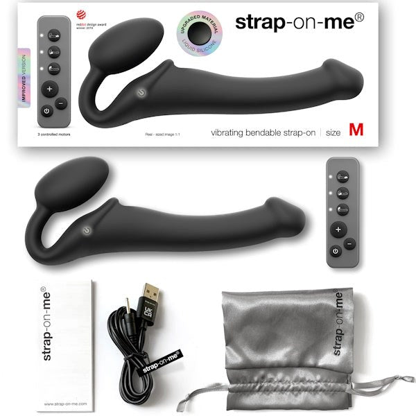 strap on me 3 Motors Vibrating Bendable Strap On Size M Triple Motor - - Strap On Sextoys