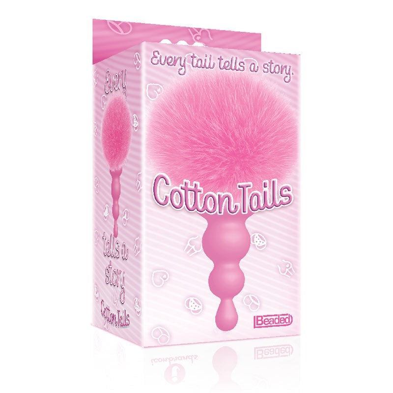 Icon Brands The 9s Cottontails Beaded Butt Plug with Pink Faux Fur Tail - - Butt Plugs