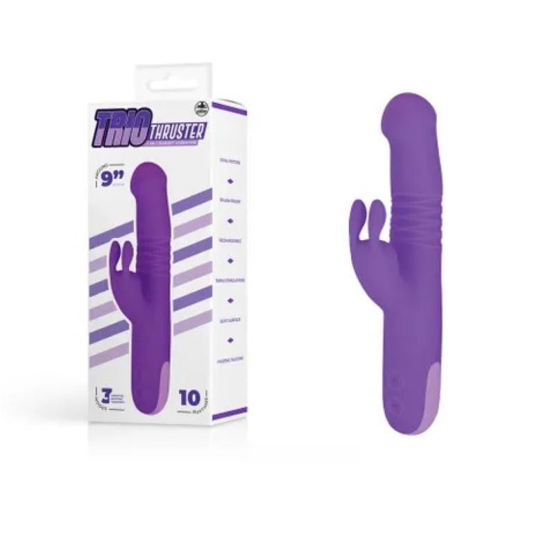 NANMA Corporation Trio Thruster 3 in 1 Rabbit Vibrator with Multiple Rings - - Realistic Dildos