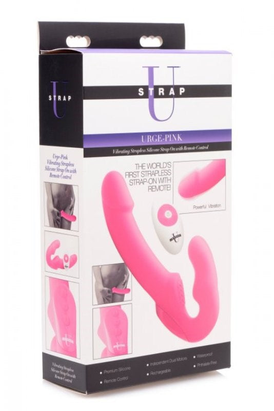 XR Brands Urge Strapless Strap On With Remote Control Vibrator - - Strap On Sextoys