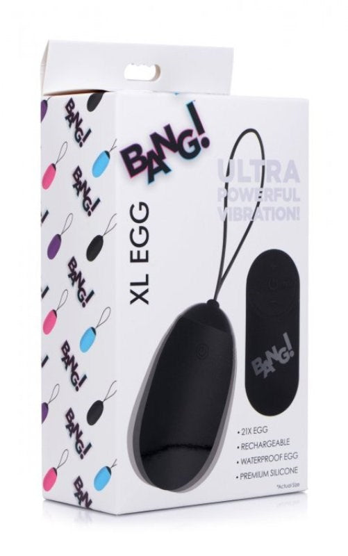 XR Brands Bang! XL Silicone Vibrating Egg with Wireless Remote Control - - Steel Sex Toys