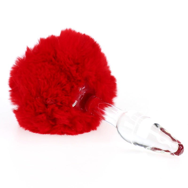 BDStyle Bunny Tail Glass Butt Plug Temperature Play and Anal Stimulation - - Anal Beads and Balls