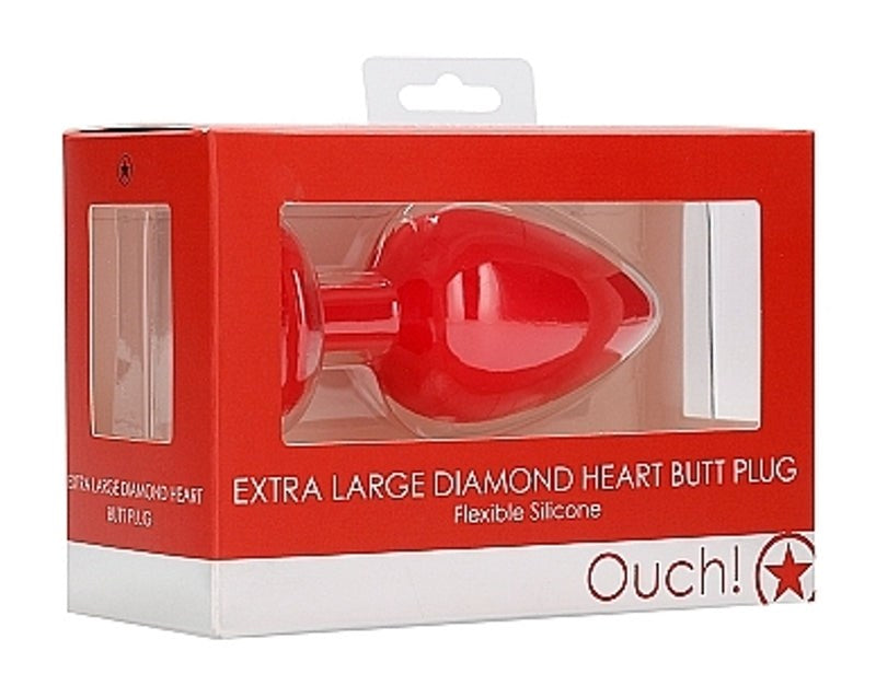 Shots Toys Ouch Diamond Heart Butt Plug Extra Large Premium Silicone - - Breast and Nipple Toys