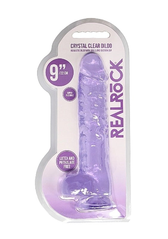 Shots Toys Realrock Crystal Clear Dildo with Balls 9 inch Suction Cup - - Luxury Sex Toys