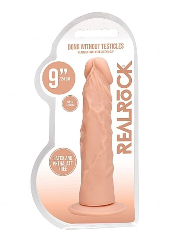 Shots Toys Realrock Skin Dong 9 Inch Soft TPE Detailed Design Harness Compatible - - Realistic Dildos