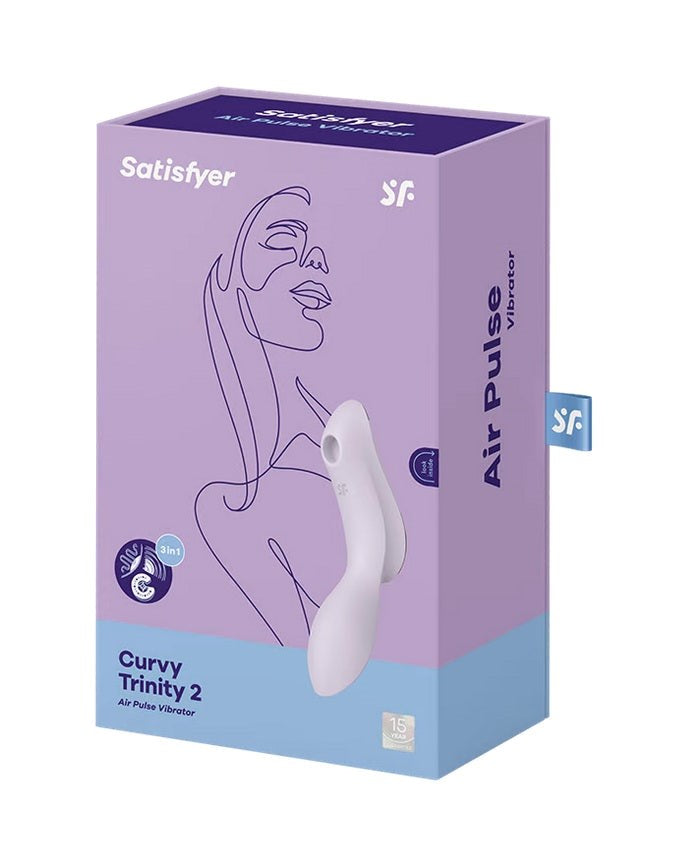 Satisfyer Curvy Trinity 2 Air Pulse Clitoral and G Spot Vibrator with Triple Motor - - Clit Ticklers and Pulsators