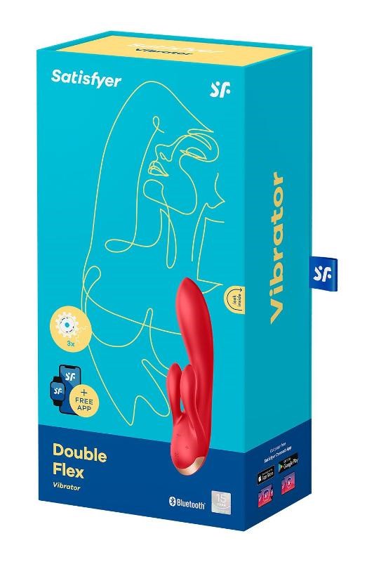 Satisfyer Double Flex App Controlled Rabbit G Spot Vibrator Triple Motor - - Clit Ticklers and Pulsators