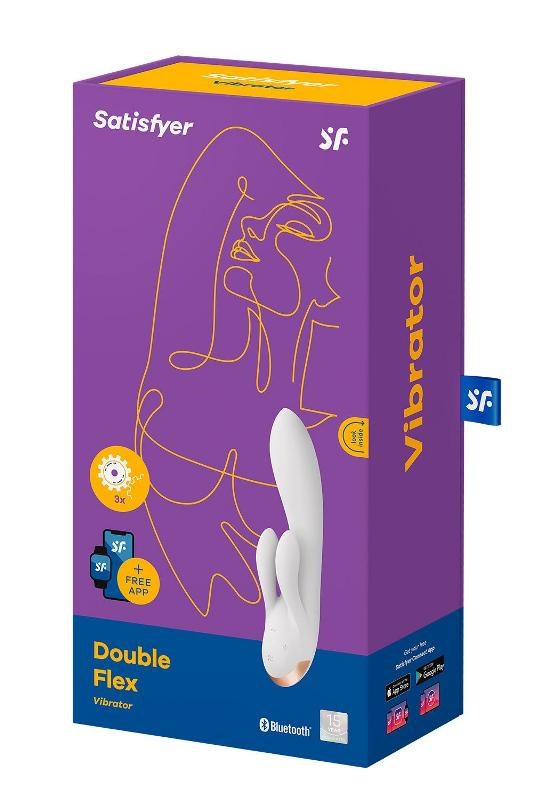 Satisfyer Double Flex App Controlled Rabbit G Spot Vibrator Triple Motor - - Clit Ticklers and Pulsators