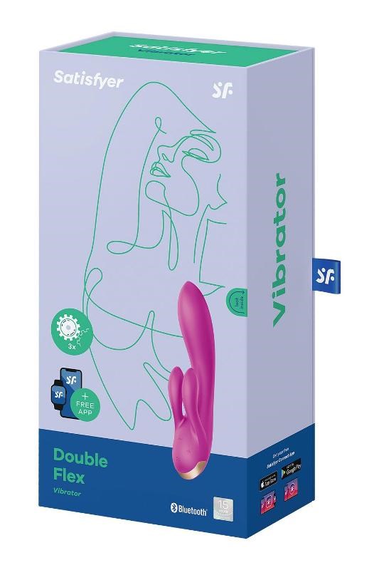 Satisfyer Double Flex App Controlled Rabbit G Spot Vibrator Triple Motor - - Clit Ticklers and Pulsators