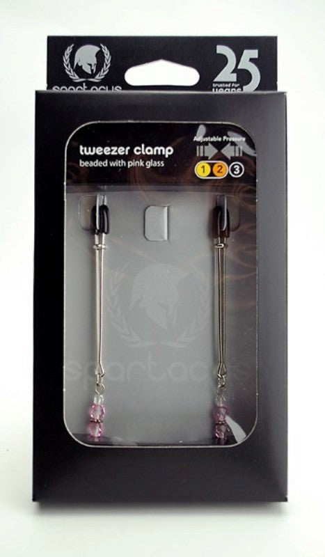 Spartacus Enterprises Adjustable Tweezer Clamps with Beaded Glass Nipple Clamps - - Luxury Sex Toys