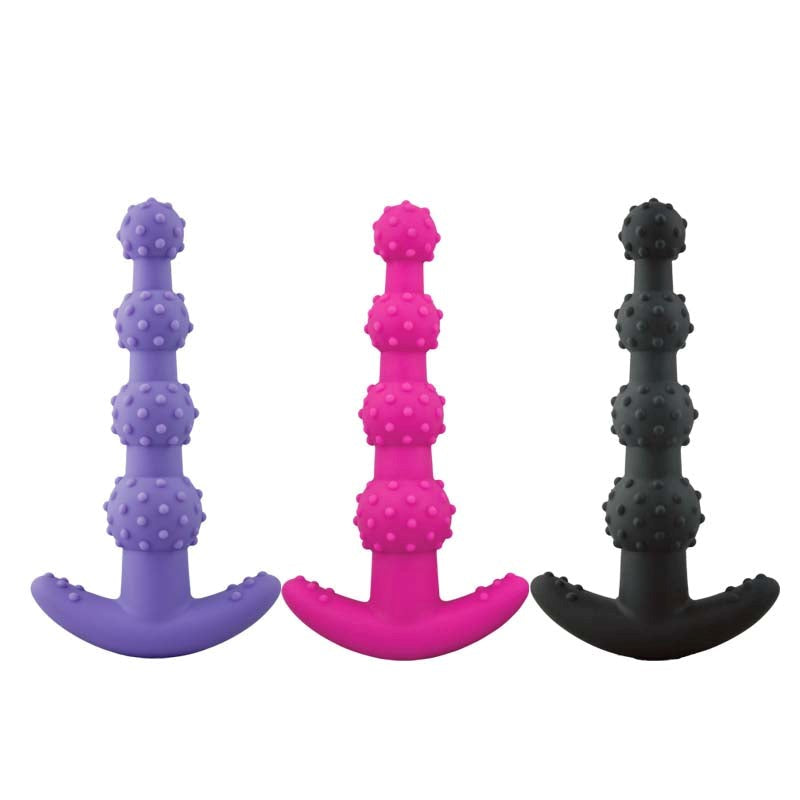 Aphrodisia MaxPleasure Anal Beads with Textured Nodules and Safety Base - - Penis Pumps And Stretchers