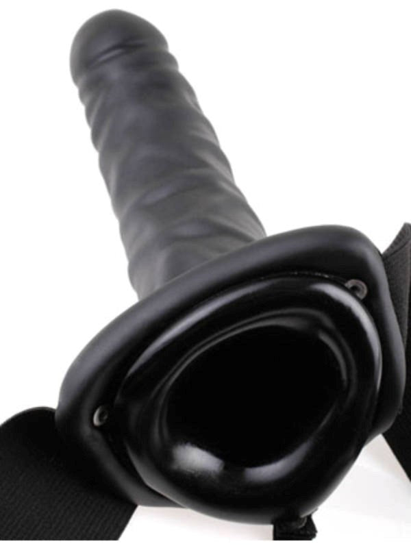 Pipedream Products Fetish Fantasy 8 inch Vibrating Hollow Strap On Dildo - - Strap On Sextoys