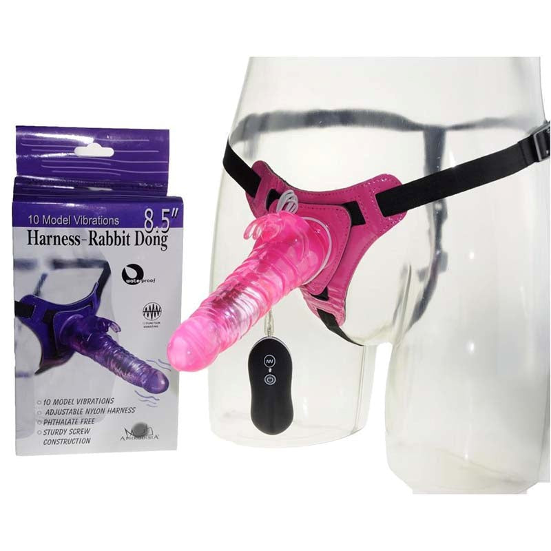 Aphrodisia Harness Rabbit Dildo 8.5 with Remote Control Vibration - - Clit Ticklers and Pulsators