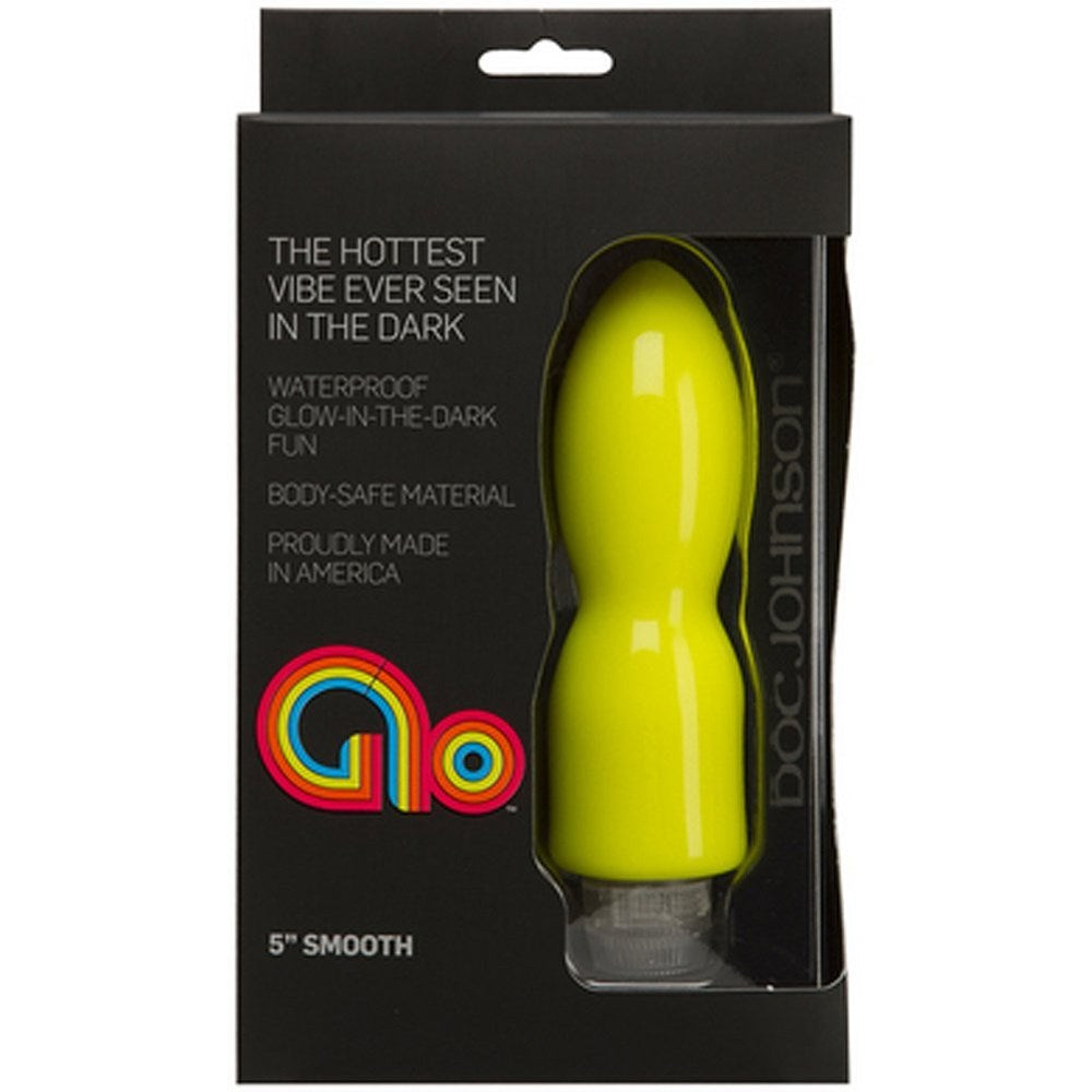 Doc Johnson GLO 5 Inches Smooth Bullet Vibrator with Glow in Dark Feature - - Bullet Vibrators