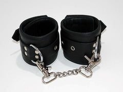Leather Studded Wrist Cuffs With Chains - - Cuffs and Restraints