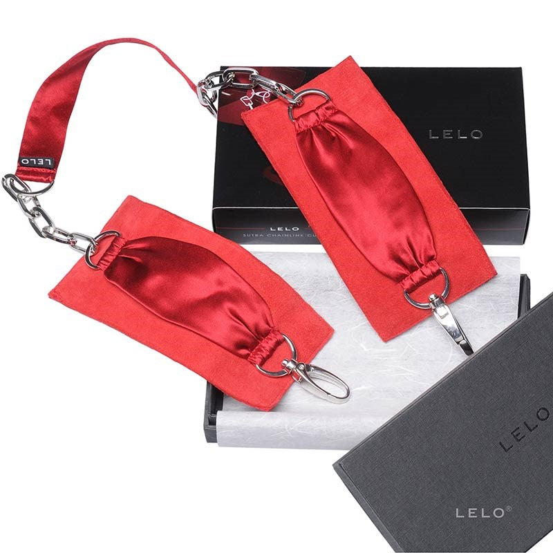 Lelo Sutra Chainlink Adult Cuffs with Silk and Suede Design - - Cuffs And Restraints