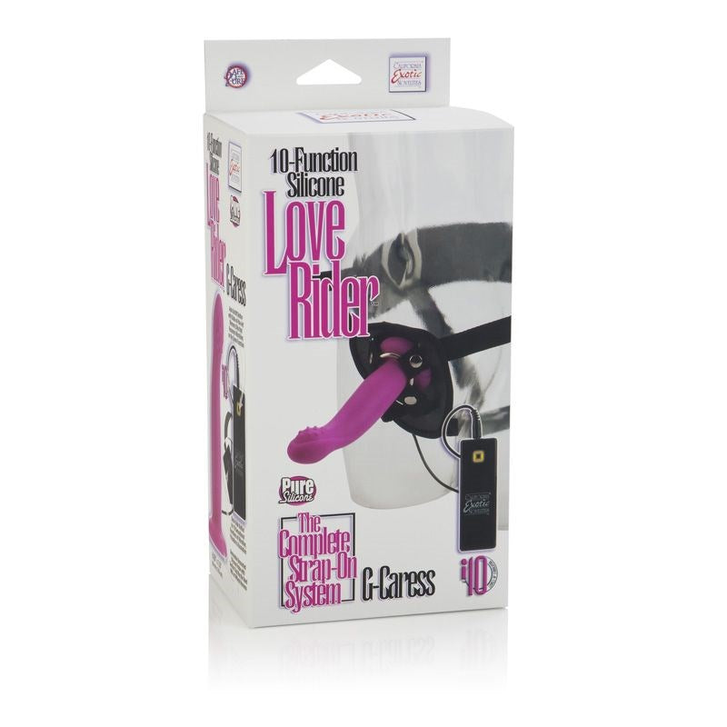 California Exotics Love Rider 10 Function G Caress Strap On Vibrator - - Luxury Sex Toys