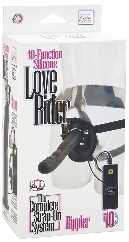 California Exotics Love Rider 10 Function Rippler Vibrating Strap On - - Strap On Sextoys