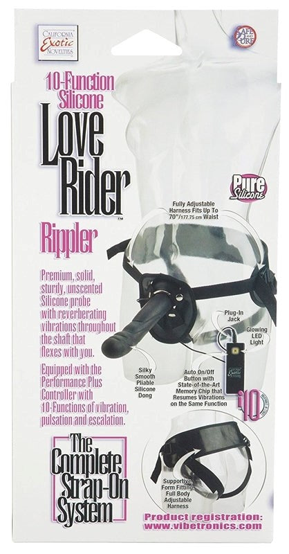 California Exotics Love Rider 10 Function Rippler Vibrating Strap On - - Strap On Sextoys